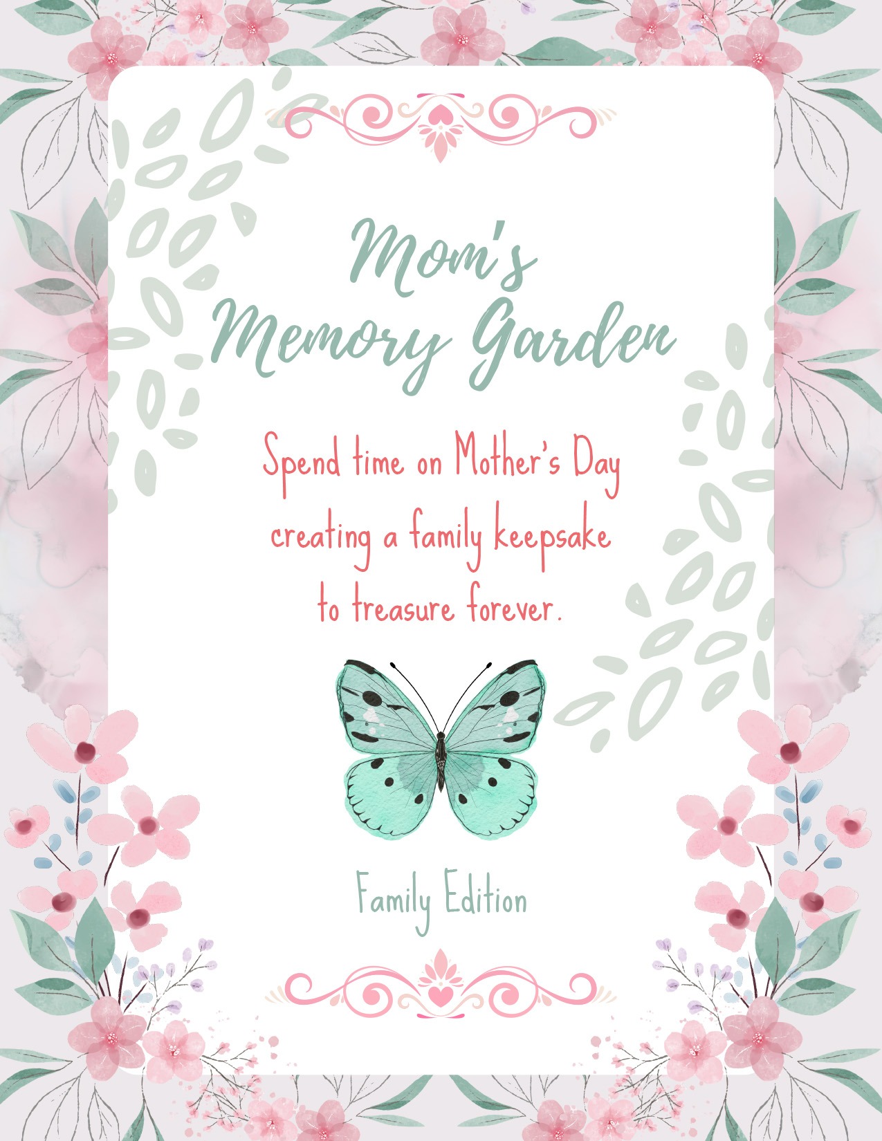 Mom's Memory Garden Keepsake Activity Book, Family Edition, Cover