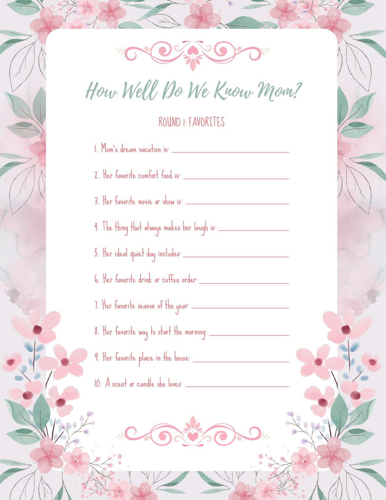 Mom's Memory Garden Keepsake Activity Book, Family Edition, Round 1