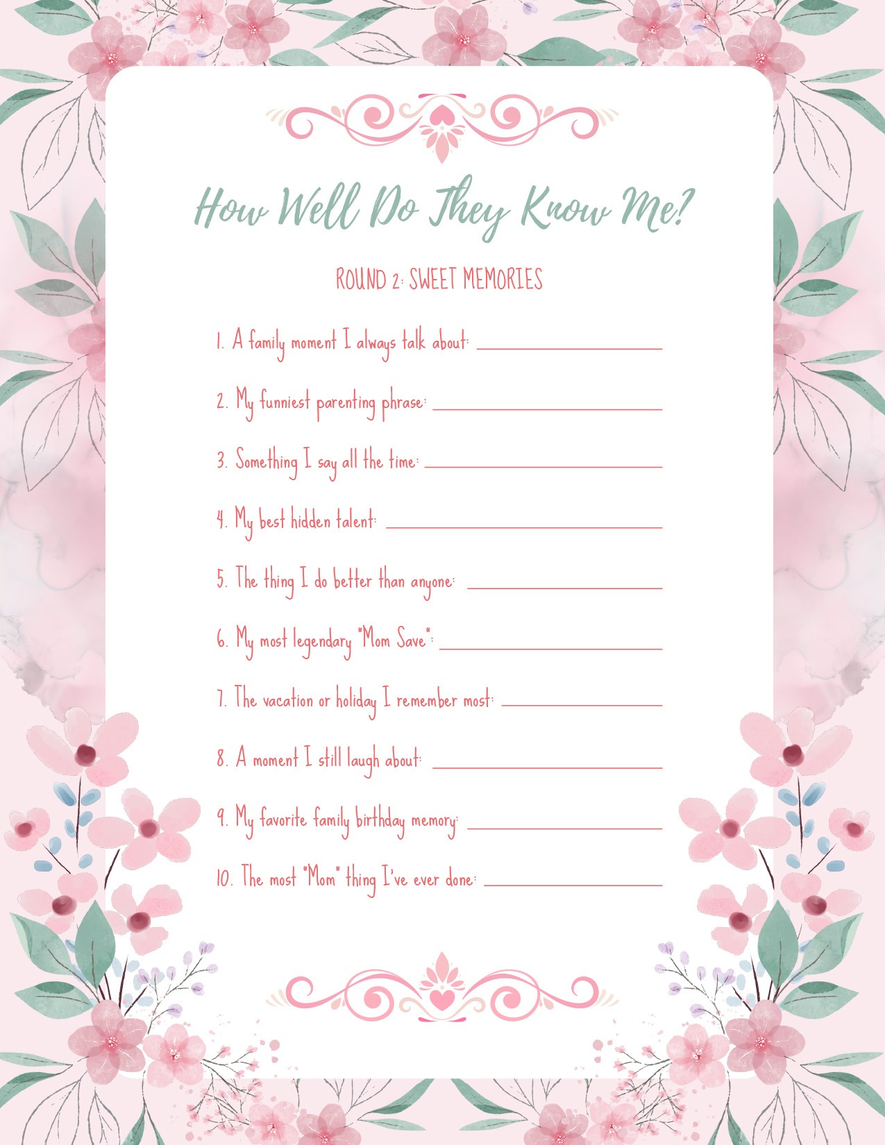 Mom's Memory Garden Keepsake Activity Book, Mom Edition, Round 2