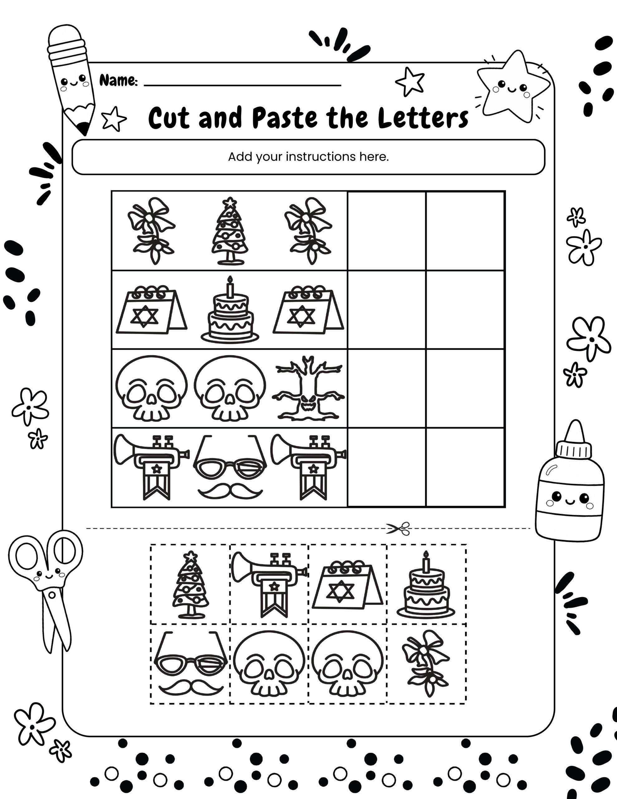 Worksheet Template Pack: Decorative Template - Black & White