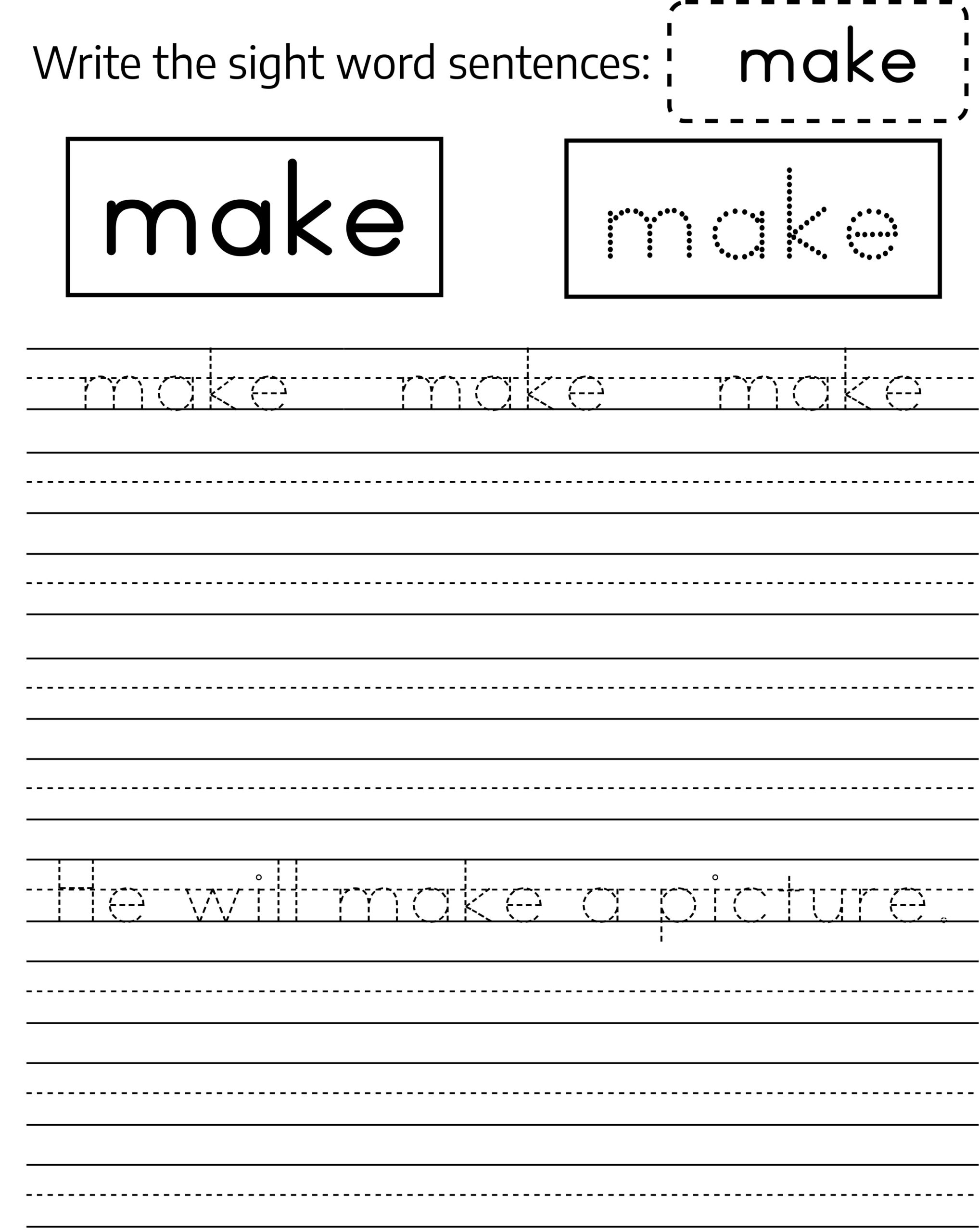 Sight Words Worksheets Generator - Worksheet