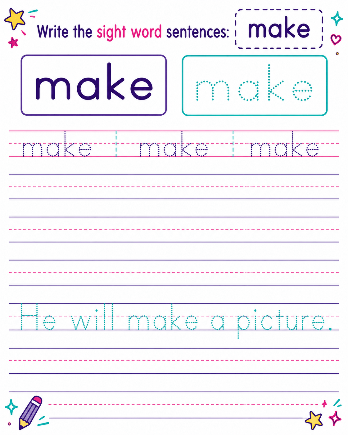 Sight Words Worksheets Generator - Creative Spark