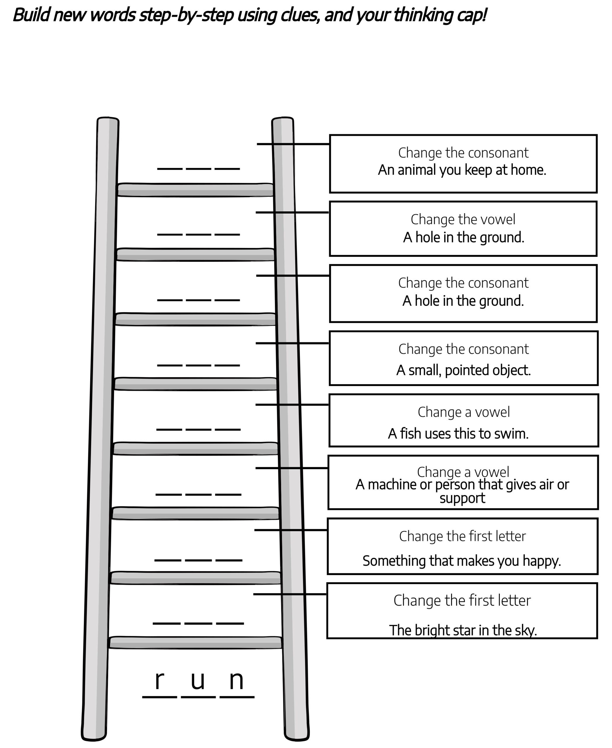 Word Ladder Worksheets Generator - Worksheets